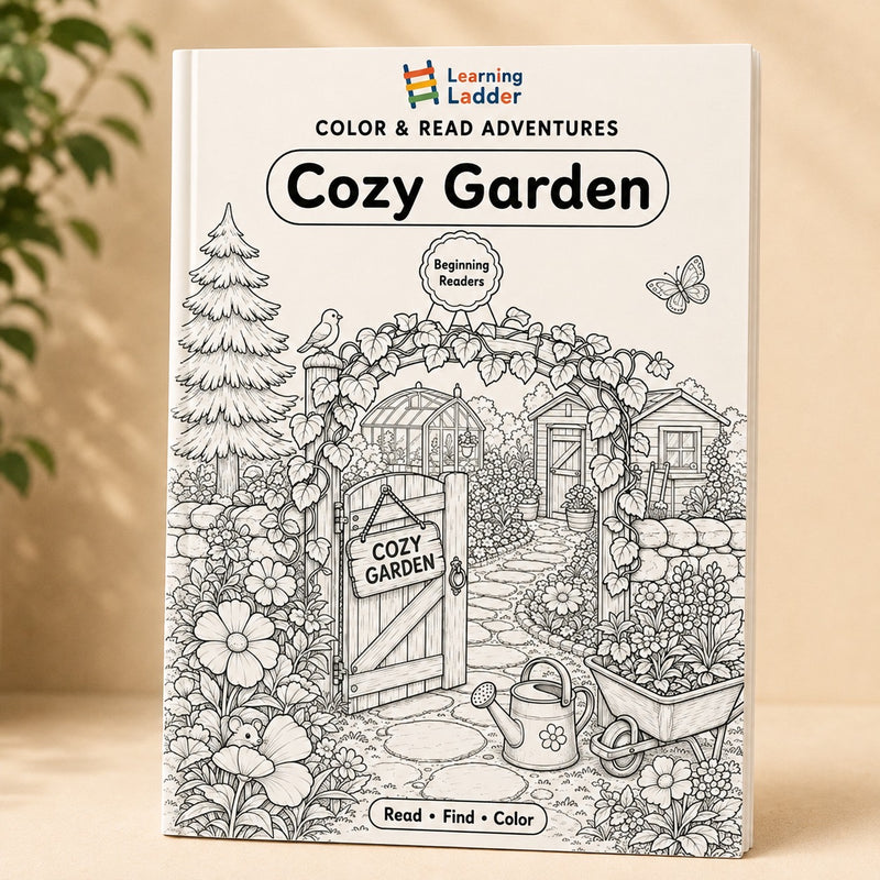 Color & Read Adventures: Cozy Garden